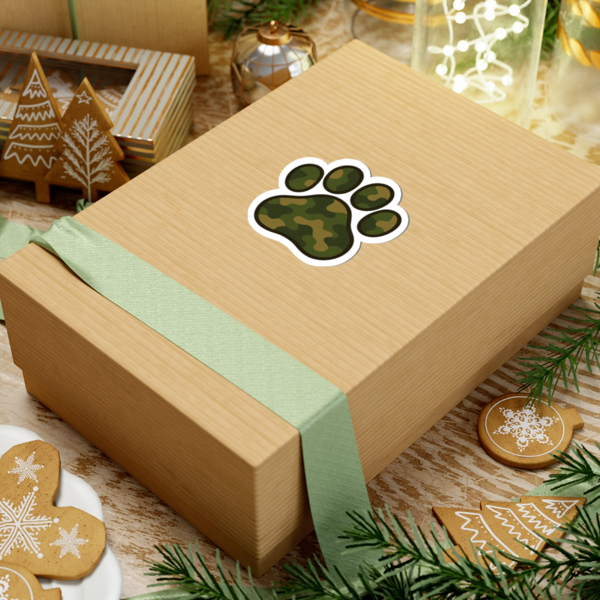 Camouflage Paw Print Stickers