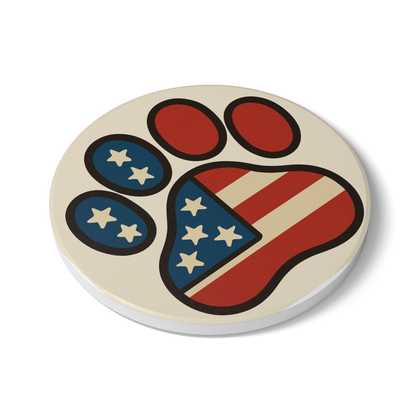 Patriotic Paw Print Ceramic Coaster