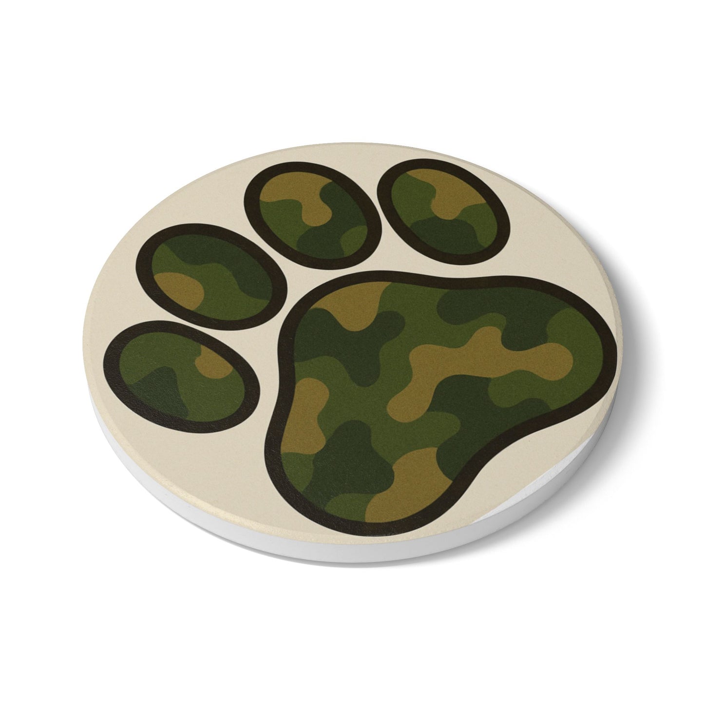Camo Paw Print Ceramic Coaster