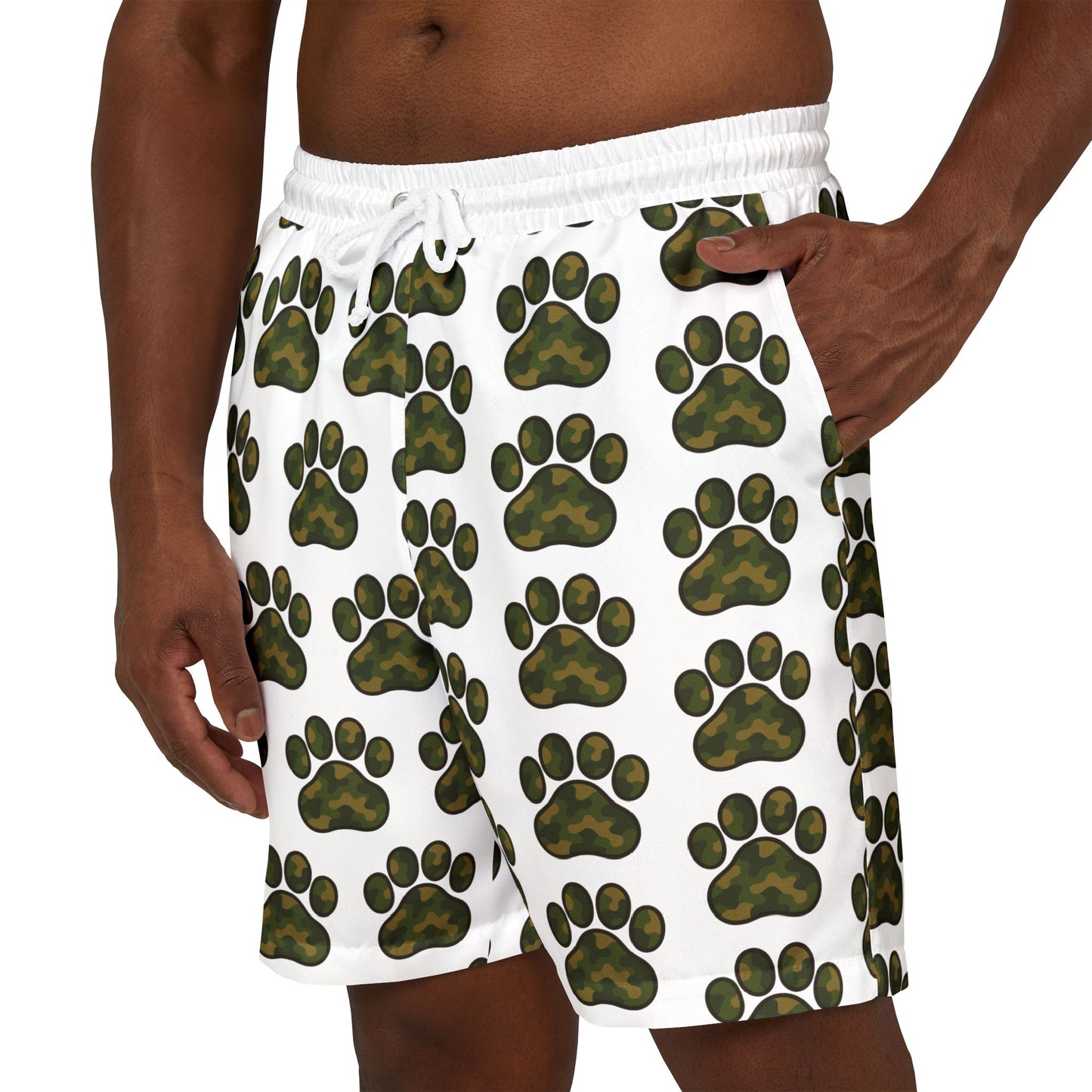 Camo Paw Print Swim Shorts
