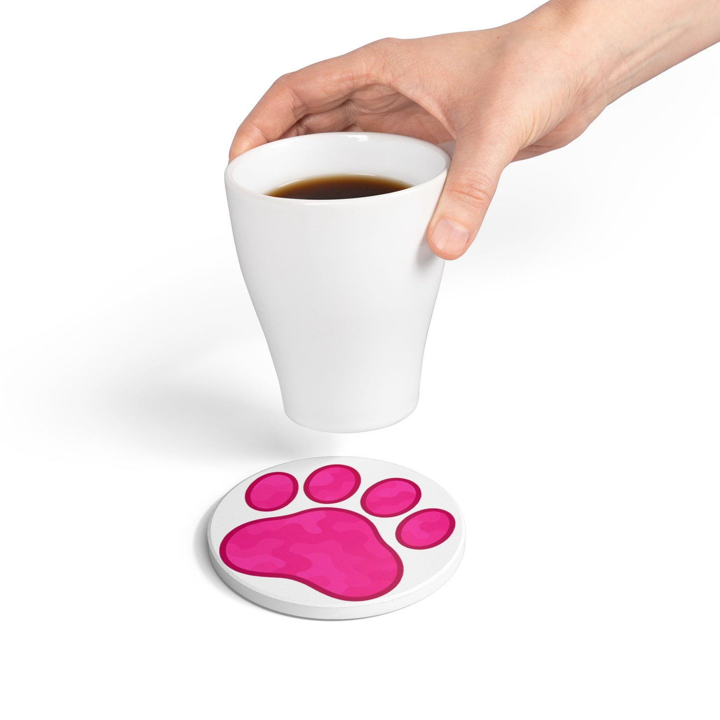 Pink Paw Print Coasters
