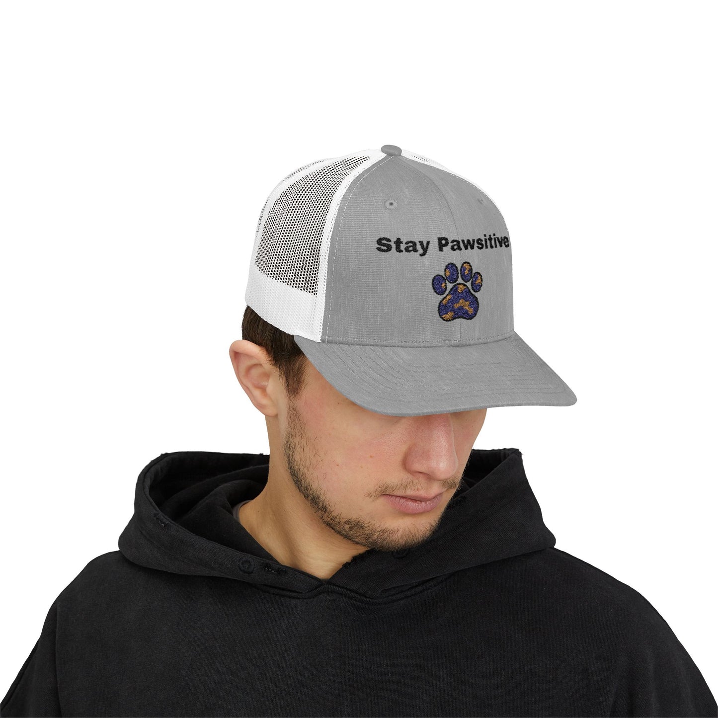 Stay Pawsitive Snapback Trucker Cap