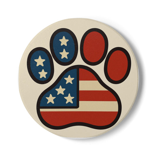 Patriotic Paw Print Ceramic Coaster
