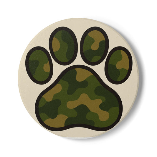 Camo Paw Print Ceramic Coaster